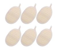 Amosfun 6pcs Beige Cotton-Linen Bath Sponge Scrubber Set, Soft Shower Exfoliator and Adults, Body Cleaning Brush for Gentle Skin Massage and Bathing Care
