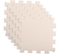 Amosfun 6Pcs Beige Foam Floor Tiles Play Mat for Crawling Soft Interlocking Puzzle Mats Portable Washable Non-toxic Flooring Pads