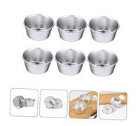 Amosfun 6pcs Carbon Steel Muffin Cake Tins Non-Stick Tart Pudding Moulds for Baking Cupcakes Cookies with Rust-Resistant Material