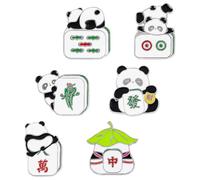 Amosfun 6pcs Chinese Style Panda Brooch Pins Set for Women Teens, Cartoon Mahjong Panda Lapel Pins with Aesthetic Design, Fashionable Collar Clips Suitable for Bags and Jackets