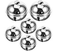 Amosfun 6pcs Christmas Jingle Bells, 50mm Large Bell Ornaments with Hollow-Out Star Pattern, Holiday Tree Hanging Pendants, Christmas Party Supplies (Silver)