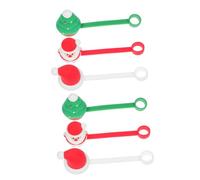 Amosfun 6pcs Christmas Silicone Straw Toppers Caps for Straws Reusable Cartoon Santa Claus Xmas Tree Hat Dustproof Covers for Holiday Parties and Tumblers