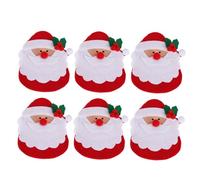 Amosfun 6pcs Christmas Silverware Holder Pockets Santa Claus with holly berry leaf Forks Bags Cutlery Holders Pockets Christmas Table Decorations