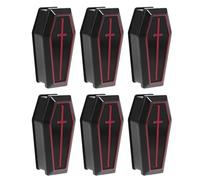 Amosfun 6pcs Coffin Shaped Treat Boxes, Small Plastic Coffin with Lid for Dollhouse Decoration, Halloween Miniature Candy Box Party Favors (4x7.5x2.5cm)