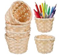 Amosfun 6pcs Decorative Wicker Basket Set Handwoven from Wood with Exquisite Workmanship for Desktop Storage of Dried Flowers and Other Items in Living Room or Corridor