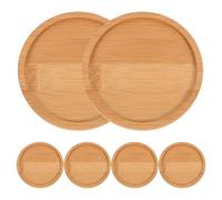 Amosfun 6pcs DIY Craft Coasters Mosaic Bamboo Coasters for Crafts 3.4 Inch round Bamboo Tabletop Protection Reusable Rustic Charm