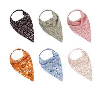Amosfun 6pcs Elastic Floral Head Kerchiefs for Women, Lightweight Cotton Blend Head Scarves with Mixed Small and Large Flower Prints, Multi-color Hair Bandanas for Daily and Travel Wear