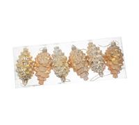 Amosfun 6pcs Electroplated Glitter Pinecone Ornaments with Hanging Strings Vintage Christmas Tree Decorations for Doors Windows Walls Festive Fall and Winter Holiday Decor