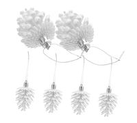 Amosfun 6pcs Frosted Pine Cone Hanging Ornaments Realistic Shatterproof Holiday Decorations with String for Christmas Tree Rustic Winter Festival and Home Decor