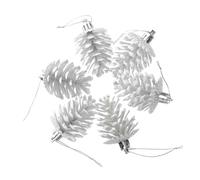 Amosfun 6pcs Frosted White Pine Cones Ornaments with String Shatterproof Christmas Tree Decor for Holiday Celebrations Easy to Hang Lightweight and Compact for Home Event Decoration