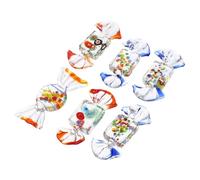 Amosfun 6pcs Glass Candy Ornaments Realistic Decorative Sweets for Home Desktop Adornment Premium Glass Crafts for Elegant Room Hotel Restaurant Flower Shop Display