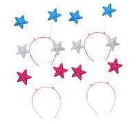 Amosfun 6pcs Glitter Star Headbands for Adjustable Foam Star Hair Hoops in Blue Silver Patriotic Party Hair Accessories for Independence Day Halloween Celebrations