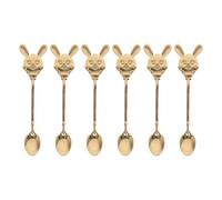 Amosfun 6PCS Gold Stainless Steel Bunny Dessert Spoons Cute Rabbit Teaspoons for Coffee Tea Ice Sugar Stirring Easter Kitchen Flatware