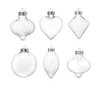Amosfun 6pcs Hollow Plastic Fillable Christmas Ball Ornaments DIY Hanging Globe Pendants for Holiday Decoration and Craft Storage