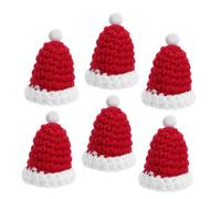 Amosfun 6pcs Mini Christmas Knitting Hats for Crafts Small Santa Doll Caps DIY Art Decorations Xmas Tree Ornaments Snowman Dollhouse Accessories