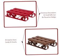 Amosfun 6pcs Mini Christmas Sleigh Figurines Lightweight Plastic Miniature Wooden Santa Sleds for Festive Desktop Decoration Portable Holiday Tabletop Ornaments in Red Green Brown