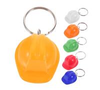 Amosfun 6pcs Mini Construction Hard Hat Keychains in Multiple Colors for Party Favors Practical Engineer Accessories with Cute Mini Helmet Design Creative Construction Event Gifts