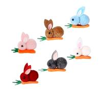 Amosfun 6pcs Mini Plush Bunny and Carrot Hair Clips Set Cute Easter Rabbit Hair Accessories in White Pink Red Grey Brown Blue