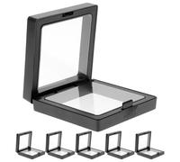Amosfun 6pcs Pe Film Jewelry Storage Boxes for Rings and Bracelets, Black 7x7x2cm Display Cases without Base, Plastic Jewelry Holder Suitable for Gift Packaging and Bracelet Storage