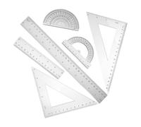 Amosfun 6pcs Plastic Ruler and Protractor Set Ps Geometry Set with Triangle Rulers High Precision for School and Office Students and Professionals
