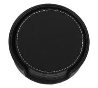 Amosfun 6pcs Round Non-slip Drink Coasters with Holder Water Ring and Scratch Protection Cup Mats for Office School Party Versatile Furniture Safeguard Compatible with Mugs and Beverages