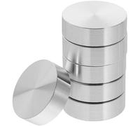 Amosfun 6pcs Silver Aluminum Alloy Discs with Rounded Corners, Rust Free and Delicate Circle Shape, for Glass Table Tops Or Tea Pot Glass Accessories