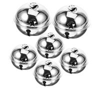 Amosfun 6pcs Silver Jingle Bells with Star Cutouts Rustic Metal Sleigh Bells for Christmas Tree Craft Decorations Home Wedding Hanging Ornaments