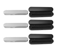 Amosfun 6pcs Small Rectangular Metal Pencil Boxes with Inner Lining, Portable Student Pen Cases with Flip Lid, Silver and Black Anti-Scratch Stationery Storage for School and Office