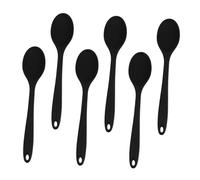 Amosfun 6pcs Spaghetti Spoon Silicone Stirring Spoon Silicone Noodle Soup Serving Kitchen for Soup Kitchen Cooking Mixing Black