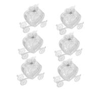 Amosfun 6pcs Transparent European Style Carriage Candy Boxes with Hollow Heart Design for Wedding Christmas Shower Banquet Party Favors and Sweet Treat Packaging