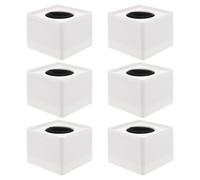 Amosfun 6pcs White Plastic Microphone Flag Cubes for Press Conference and Field Reporting, Portable Interview Mic Logo Station with Unmatched Colour Performance and Showcase Station
