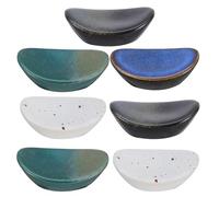 Amosfun 7 Pieces Ceramic Chopsticks Holder Tray Japanese Style Chopsticks Rest Sushi Chopsticks Bench Knife Spoon Holder Oval Shape Kitchen Restaurant Home Accessories Random Style