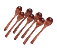 Amosfun 7pcs Japanese Natural Spoons for Cooking Mixing Stirring Honey Tea Soda and Desserts Portable Kitchen Utensils for Home Travel