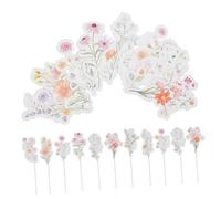 Amosfun 80pcs Wildflower Cake Decorations Elegant Floral Birthday Party Insert Toppers for Weddings Anniversaries Celebrations Reusable Designs with Stable Support