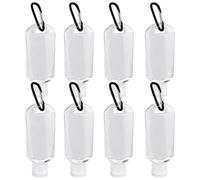 Amosfun 8pcs 50ml Refillable Bottles with Hook Plastic Travel Squeezy Bottles for Lotion and Body Wash, Convenient Carabiner Clip for Handbag and Travel Use Random Color