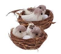 Amosfun 8pcs Bird Nest Model Set for Easter Home Decor Includes 2 Artificial Nests 4 Birds 2 Eggs Great for DIY Micro-Landscape and Photography Props