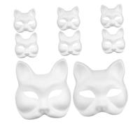 Amosfun 8pcs DIY Unpainted Fox and Cat Paper Masks for Painting and Coloring Blank Masquerade Masks for Halloween Cosplay Party Crafts Family Fun Creative Art Supplies