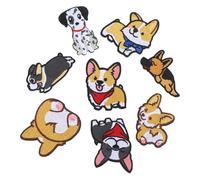 Amosfun 8pcs Dog Embroidery Cloth Patches Set with Hot Melt Sticker Backing, Cute Corgi, German Shepherd, French Bulldog Appliques for Clothing Repair and Decoration