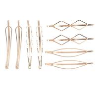 Amosfun 8pcs Geometric Gold Hair Clips Barrettes Bobby Pins Hair Accessories for Women Stylish Chic Hairpins Suitable for Daily Wear and Special Occasions