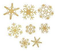Amosfun 8pcs Gold Snowflake Embroidery Patches Set, Christmas Appliques for DIY Sewing, Mixed Large and Small Cloth Stickers, Decorative Snowflake Cloth Patch for Holiday Random Style