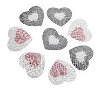 Amosfun 8pcs Heart-Shaped Patches Crystal Rhinestone Patches Black and Silver Lightweight Bag Decors for Leather and Jeans Costume Accessories Personal Use