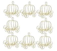 Amosfun 8pcs Metal Pumpkin Carriage Candy Boxes Halloween Party Favor Candy Containers Decorative for Weddings Birthdays and Pumpkin Theme Events
