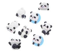Amosfun 8Pcs Mini Panda Resin Ornaments Creative Mini House Adornments Cute Decorative Figurines for Home Desk Garden Display