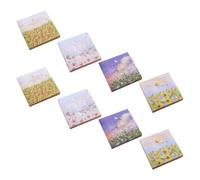 Amosfun 8pcs Oil Painting Sticky Memo Notes Set with 4 Scenic Designs, Portable Self-stick Notepads for Office Message Leaving, Student Stationery, and Daily Reminder Use
