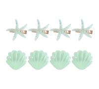 Amosfun 8pcs Sea Star and Shell Hair Clips, Decorative Side Duckbill Barrettes, Beach-themed Hair Accessories for Parties and Daily Wear