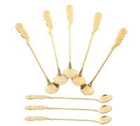 Amosfun 8pcs Stainless Steel Coffee Spoons Flower-Shaped Mixing and Dessert Serving Spoons Gold for Kitchen and Ice Cream Use