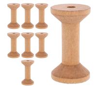 Amosfun 8pcs Wooden Spools for Embroidery and Sewing Thread, 70x40mm Light Brown Yarn Bobbins Cord Holder for Beading, Ribbon, Wire and Craft Storage