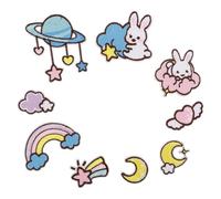 Amosfun 9pcs Garment Iron on Patch Sewing DIY Patches Polyester Creative Appearance Design Chic Fashionable for Jeans Planet Clothing for Repairing Projects and Decorating Skirts Hats