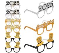 Amosfun 9pcs Happy New Year Eyeglasses Funny Glitter 2025 Glasses Eyewear 2025 New Years Eve Party Decorations Happy New Year Party Favor Party Photo Prop