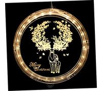 Amosfun Acrylic LED 3D Christmas Window Lamp Suction Cup Hanging Ornament Christmas Tree Shape Decoration for Bedroom Indoor Glass 16cm